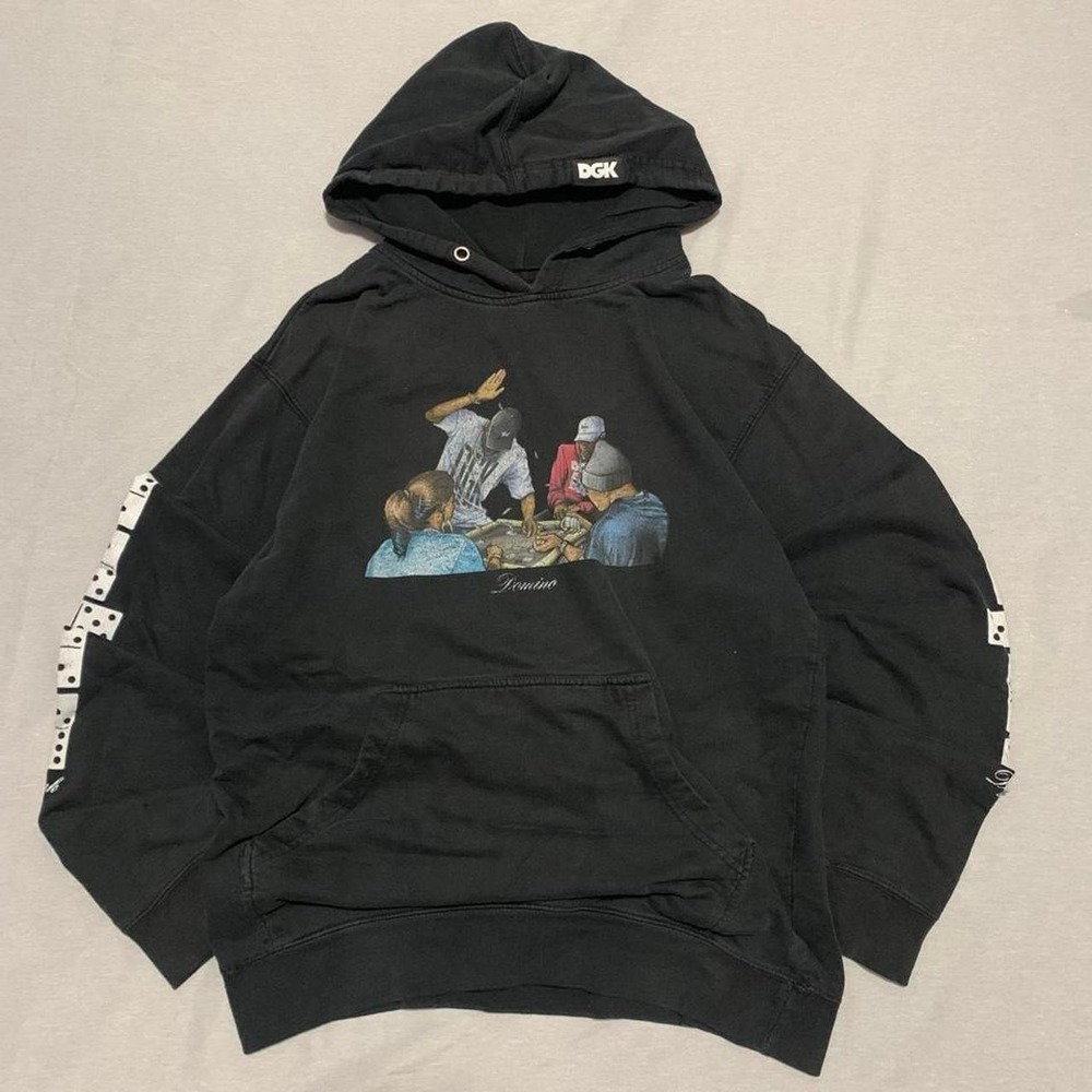 DGK Mens Domino Graphic Hoodie Black Skate Streetwear Size Medium